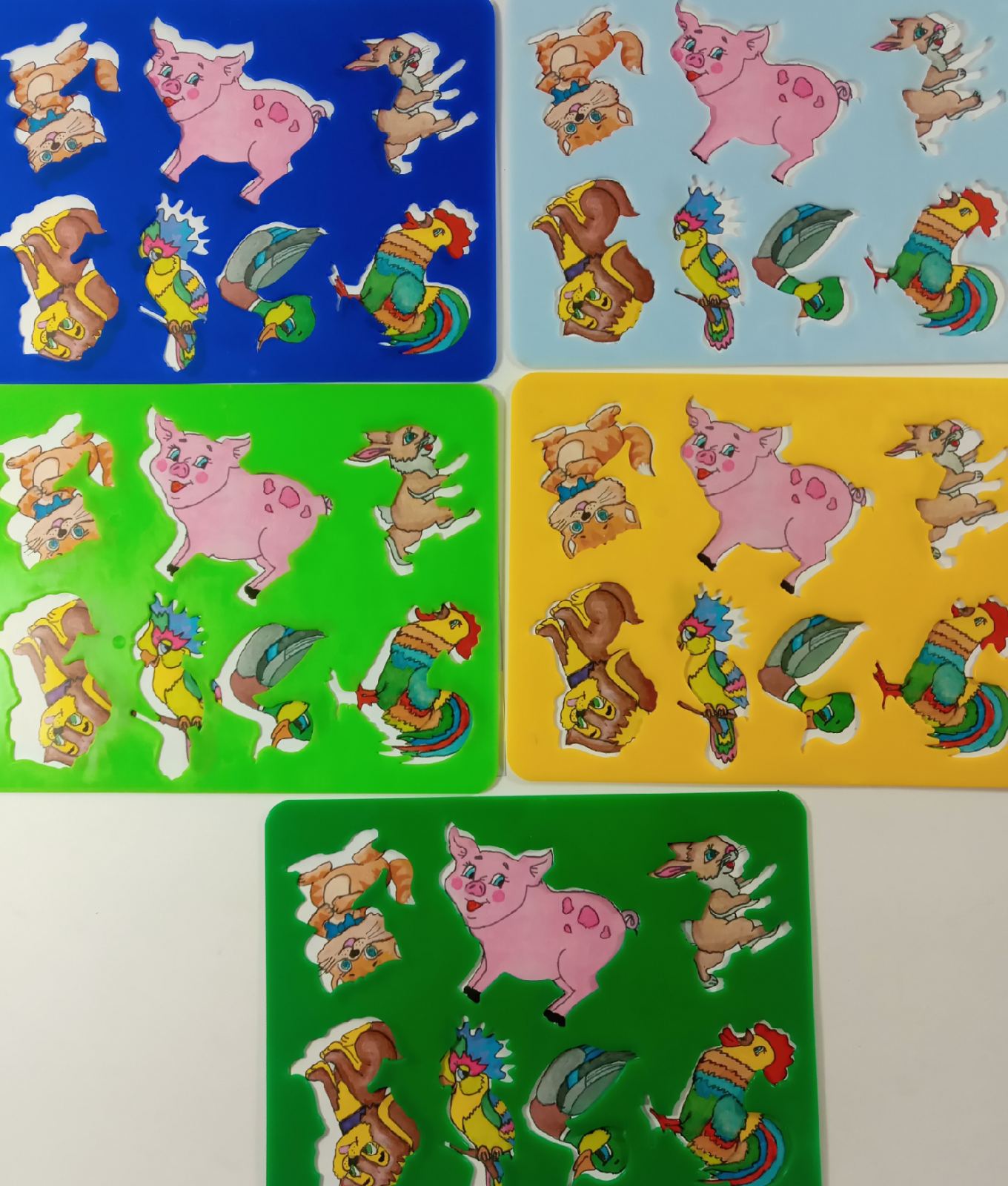 Трафарет "Свійськіі Тварини" з кольоровим малюнком