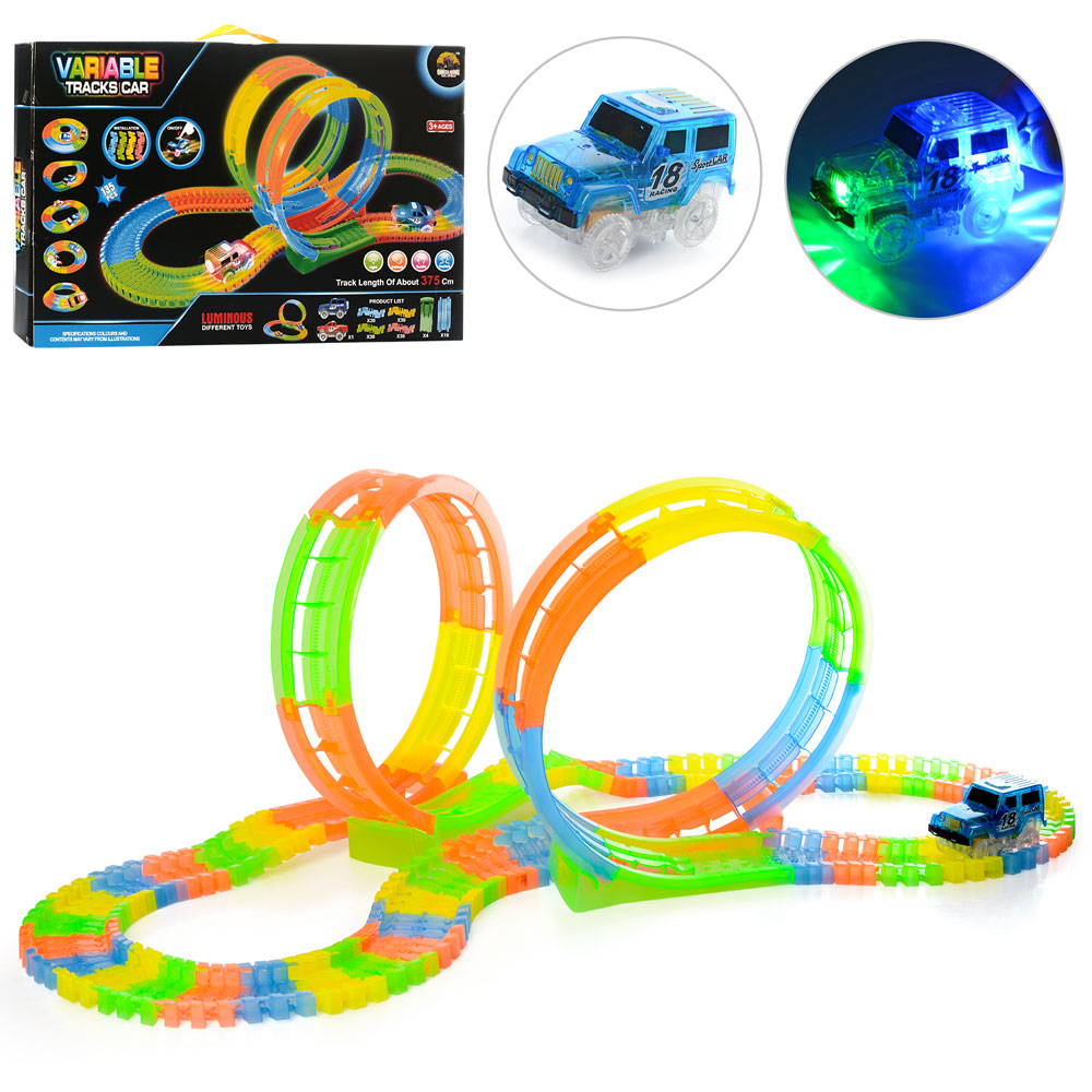 Трек GD-8135A світиться в темряві, машина-світло, 135 дет., бат., кор., 54-35-7 см.