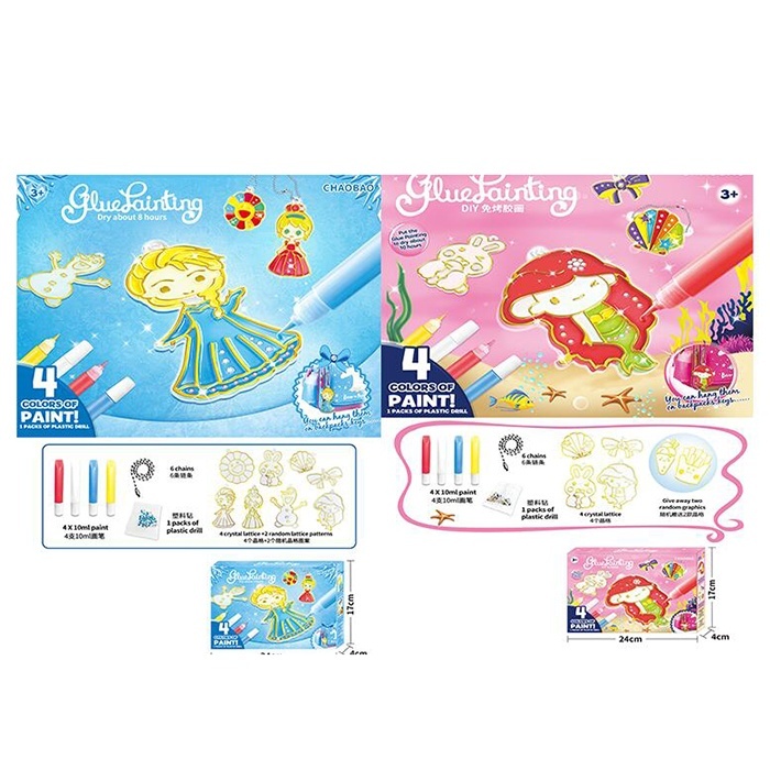 Набір для творчості 7603-04 підвіска-розмальовка 6шт.,ланцюжок,фарби(4 кольори),2 види,кор.,24-17-4