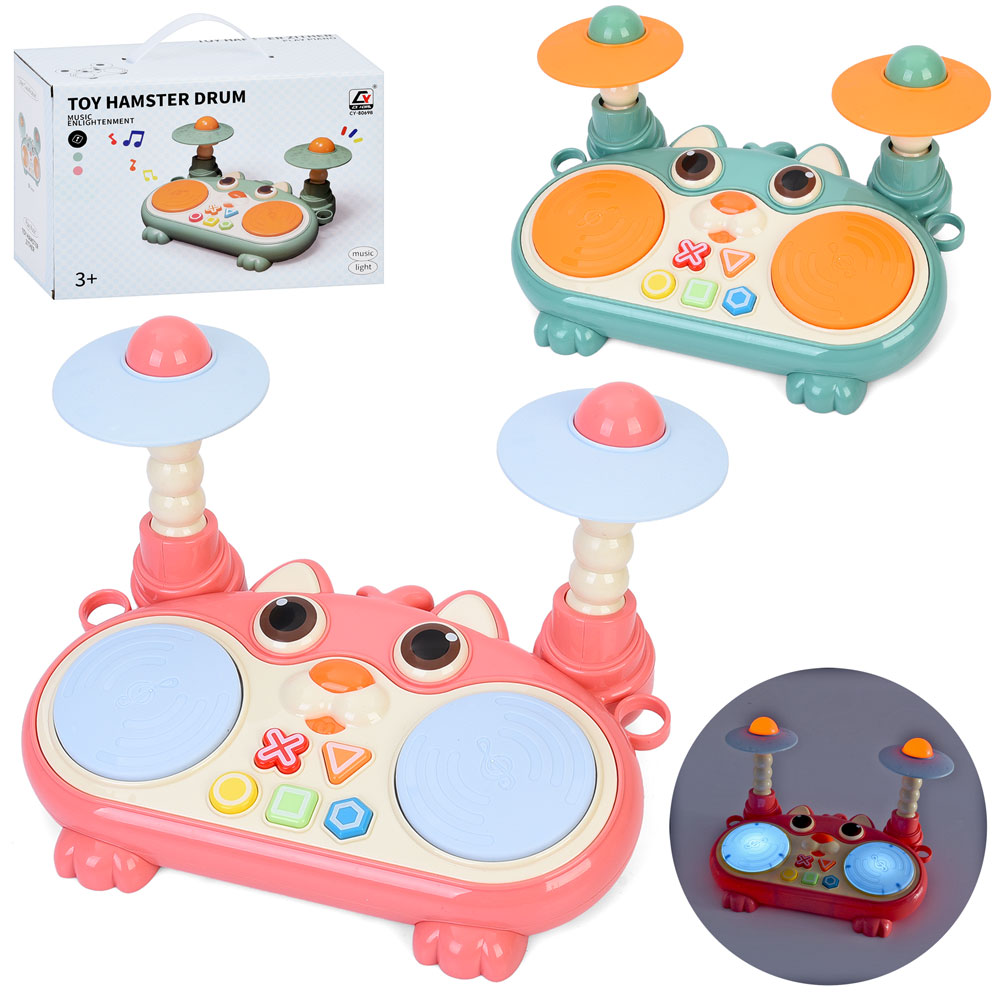Барабан CY-8069B звуки тварин, 2 режими гучності, 2 кольори, муз., світло,бат.,кор.,29,5-20,5-14,5см