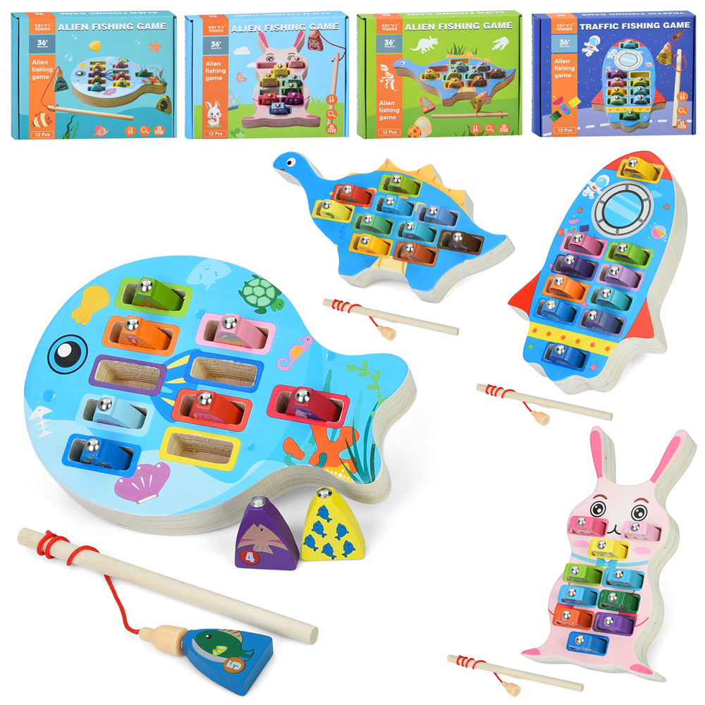 Дерев'яна іграшка Риболовля MD 1366 магнітна,ігр.поле,1вудка,фігурки 10шт.,4 види,кор.,21,5-17-3,5см