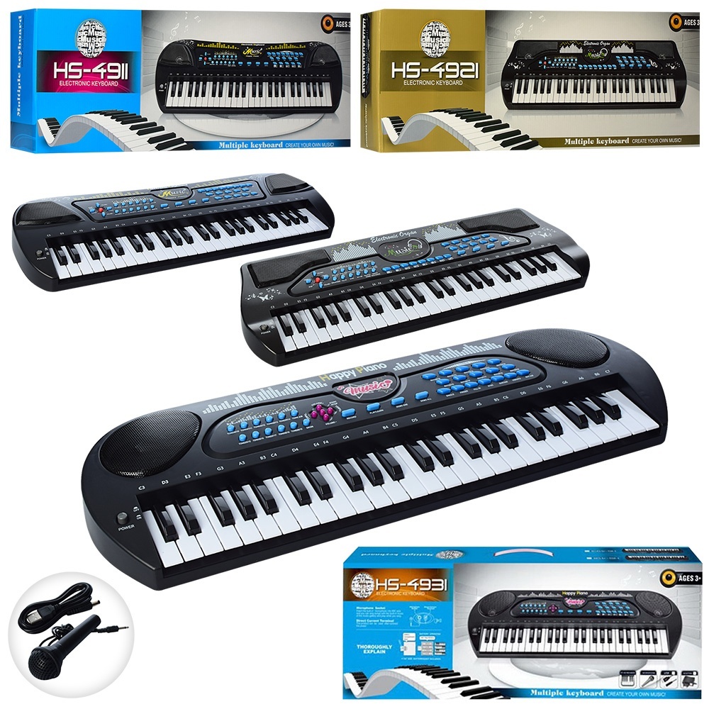 Синтезатор HS4911-21-31 49 клавіш, мікрофон, USB зарядне, запис, демо, 3 види, бат., кор., 66-24-10