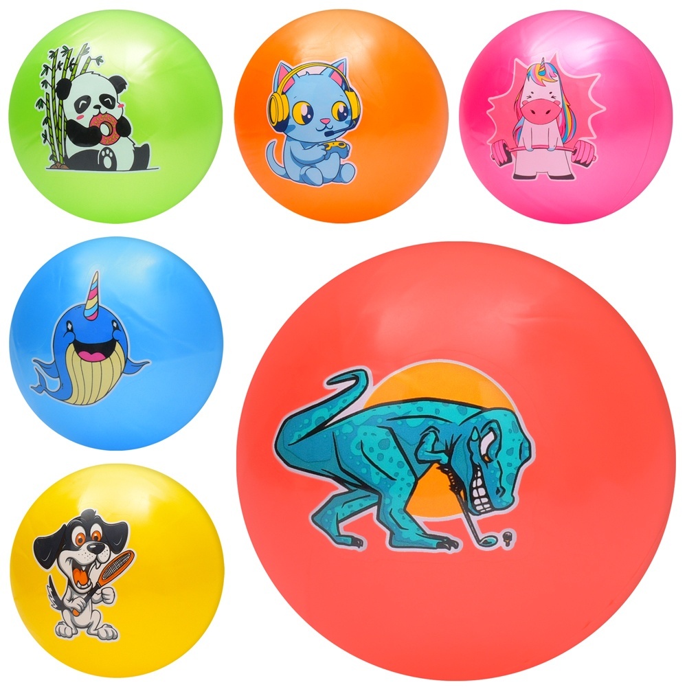 М'яч дитячий MS 3772 9 дюймів, 60г, тварина, 6 видів/6 кольорів.