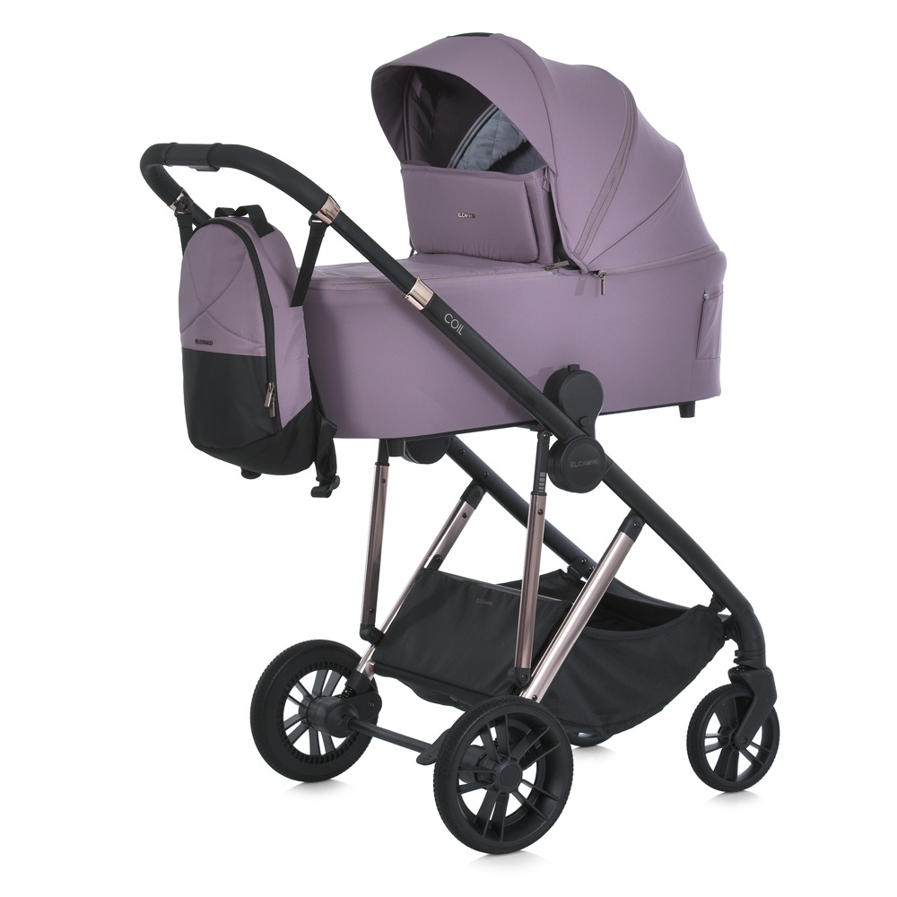 Візок універсальний 2в1 ME 1190 COIL Grape Pink люлька+прогул. блок,рюкзак,дощовик,мос.сітка,рожевий