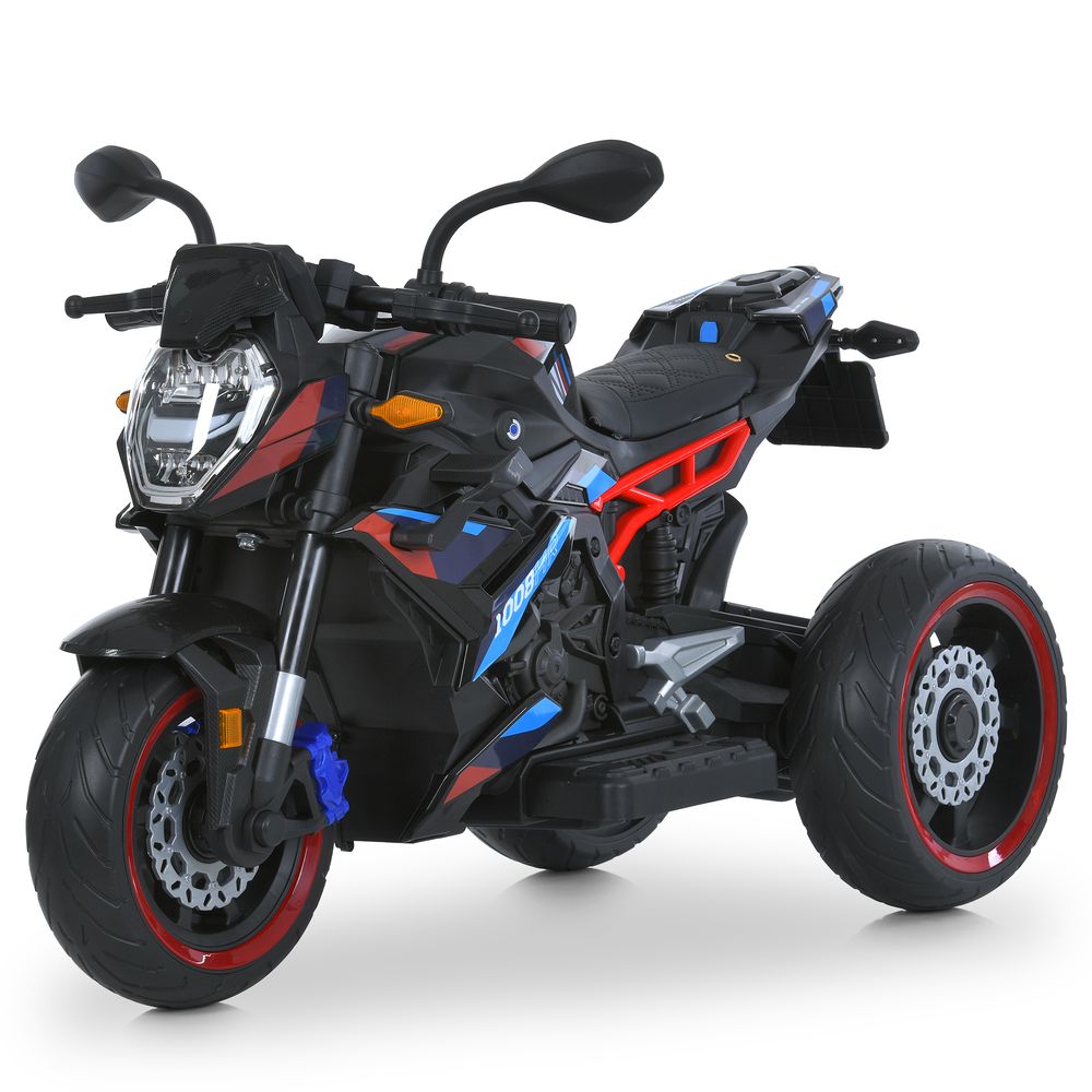 Мотоцикл M 6142EL-2 2 мотори 25W, 1 акум.12V7AH, MP3, TF, USB, EVA, шкіра, муз., світло, чорний.
