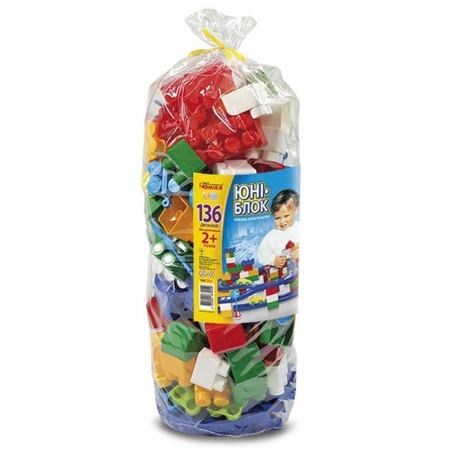 Конструктор дитячий "ЮНІ-БЛОК" (136 дет.) паяний кульок