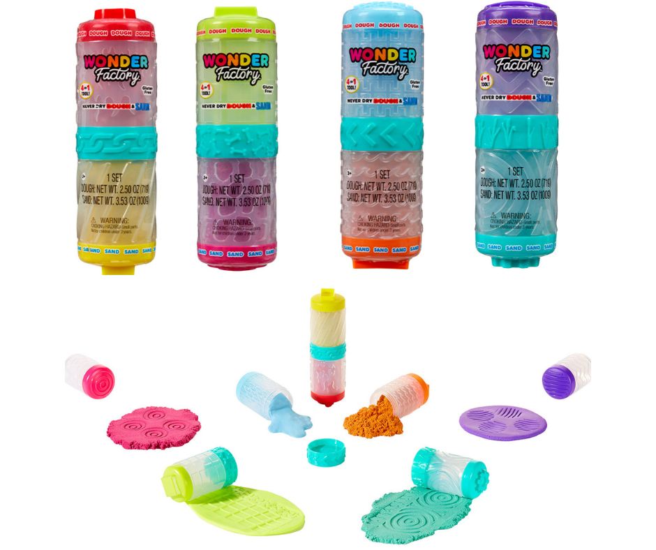 Набір для ліплення 2-В-1 WONDER FACTORY – ЯСКРАВИЙ СТАРТ: МАСА ДЛЯ ЛІПЛЕННЯ І ПІСОК (в ас., в дисп)