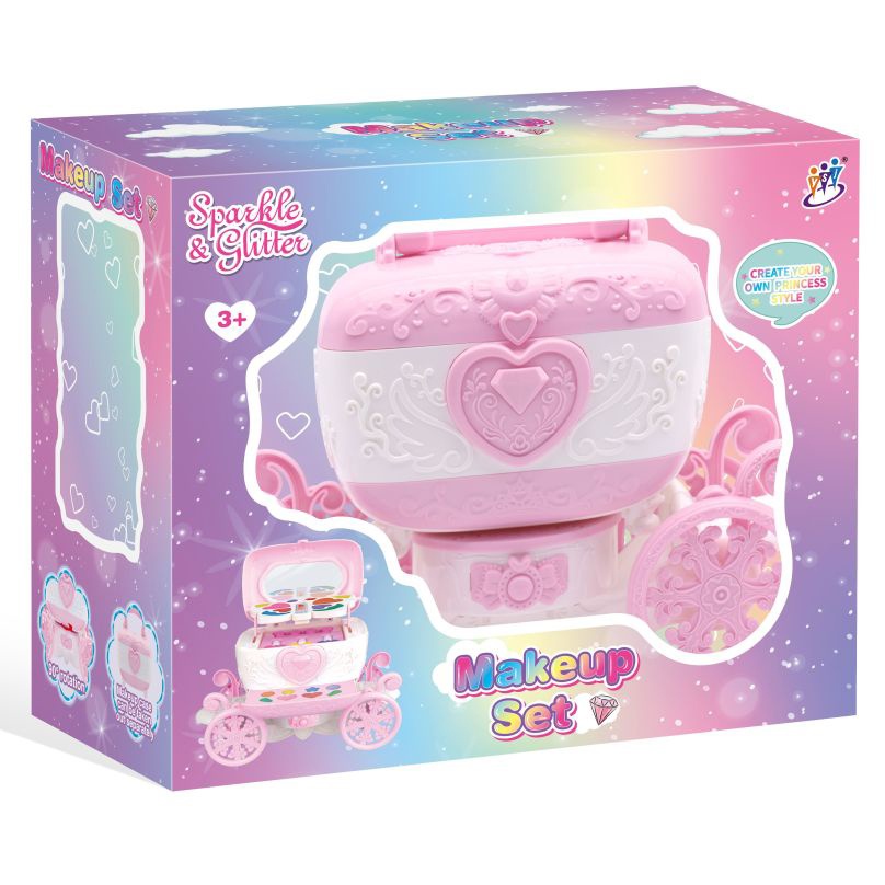 Косметика 29011C скринька-карета, муз.,світло,тіні, лак 3шт,помада,дзерк.,на бат,в кор.,28,5-24-13см