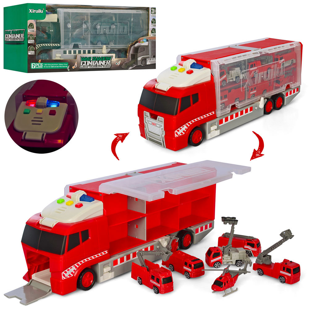 Трейлер AY1818AD контейнер-гараж, транспорт 6шт., 2види, 2види, світло, бат., кор., 37-16-11,5см.