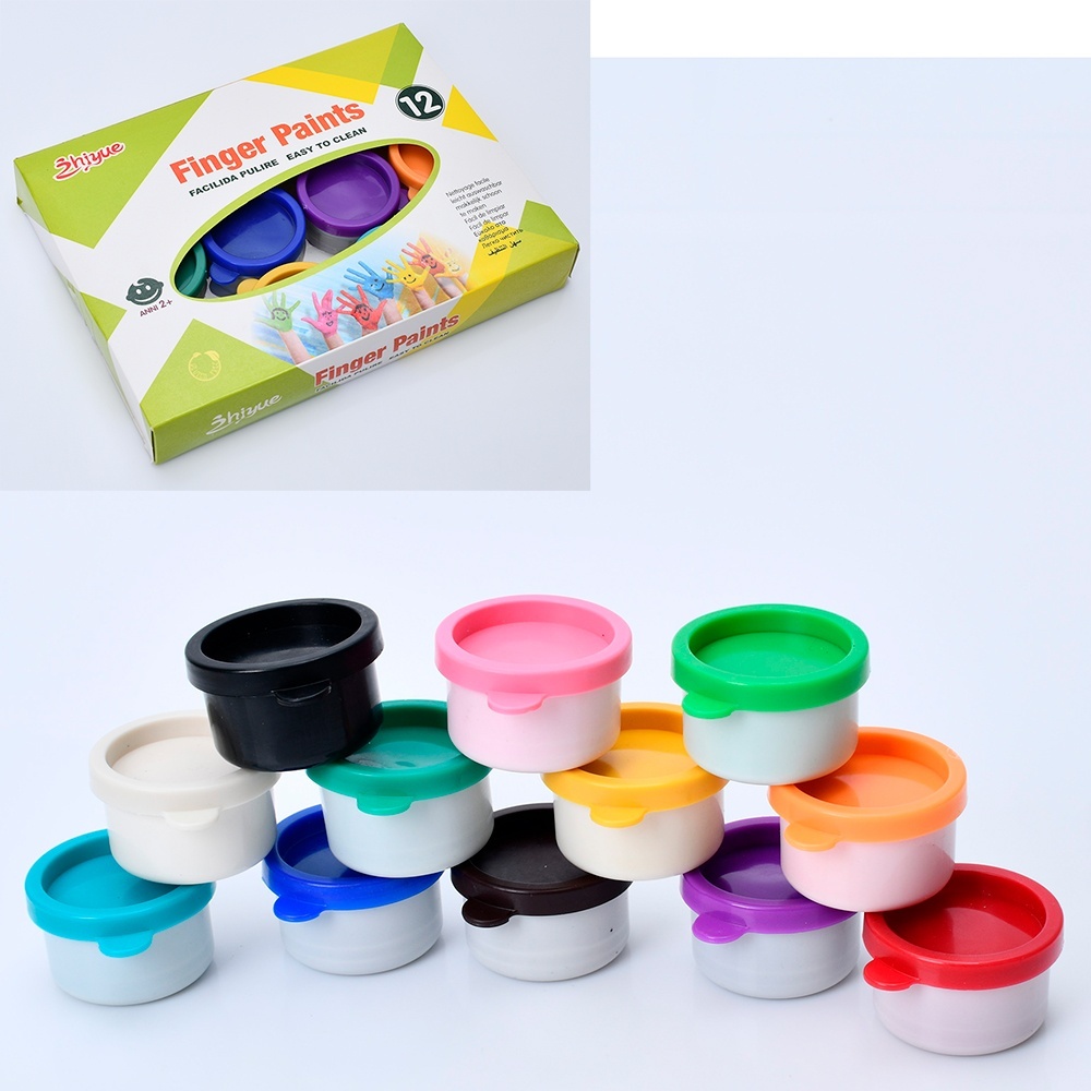 Набір для творчості MK 5394 пальчикові фарби,легко змиваються,12кольорів,баноч.з кришк.,кор.,22-17-3