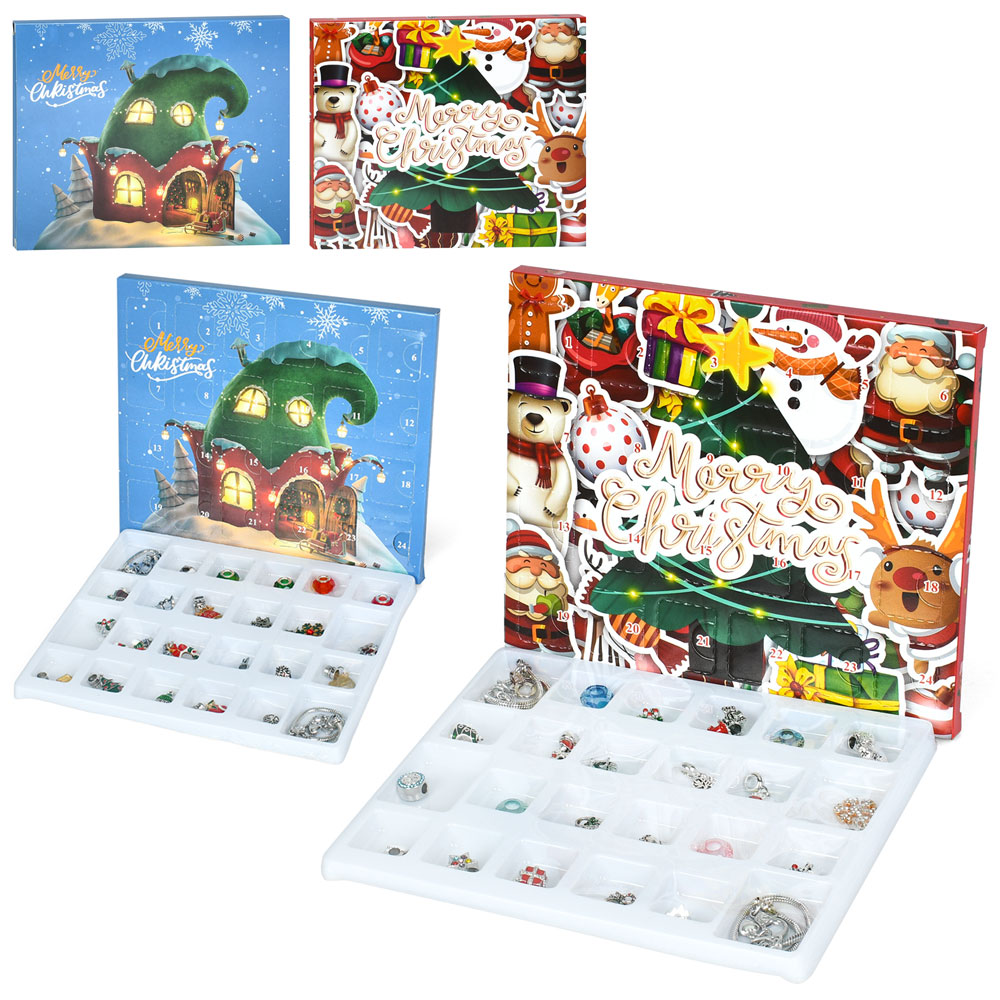 Бісер DLS-1177-78 адвент-календар, браслет 2шт., підвіски, різдвяна упак.,мікс видів,кор.,20-17-2см.