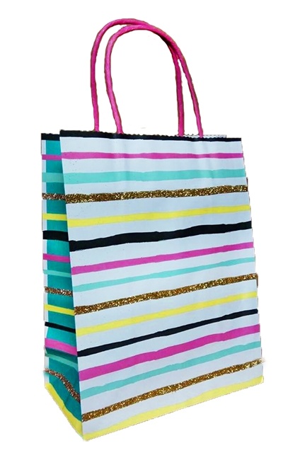 Пакет 20*25*10см паперовий "Полоски", паперові ручки, 12 шт в пак