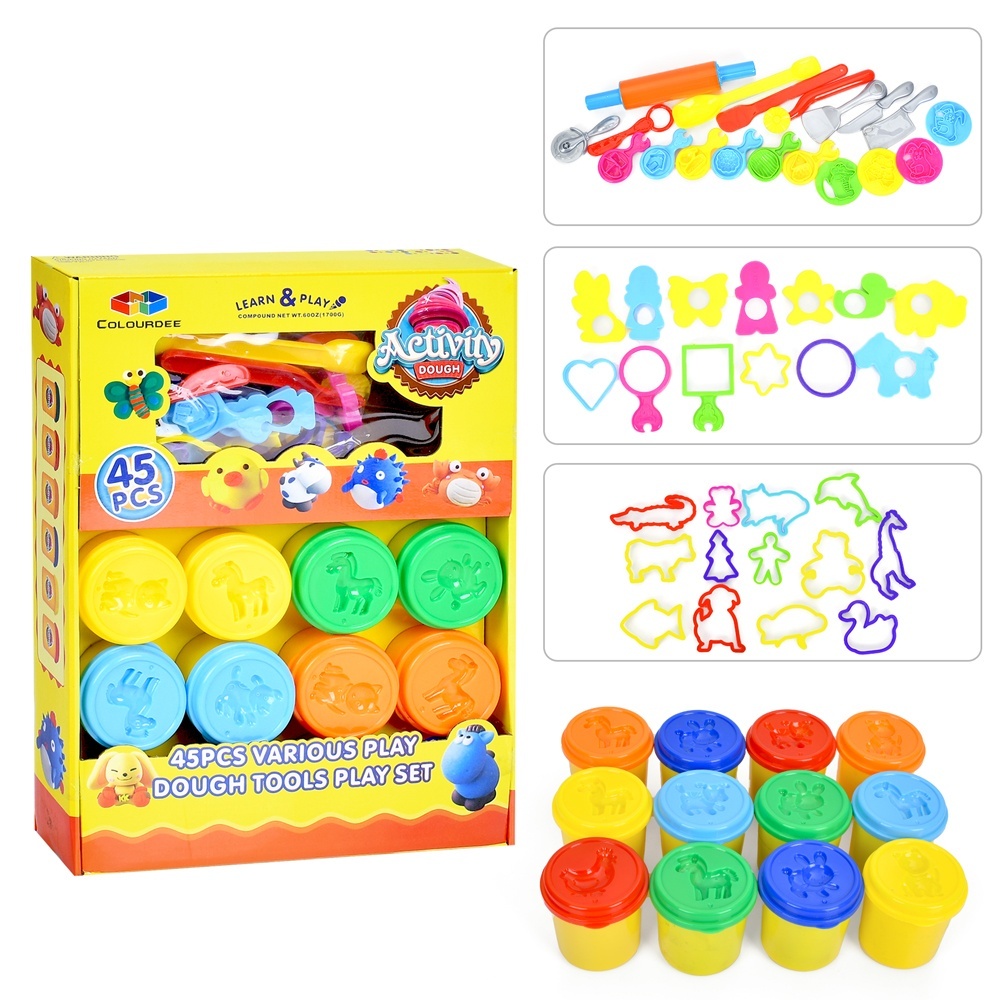 Пластилін MK 5463 12 кольорів(баночка з кришкой),аром.,формочки,інструм.,45 пред.,кор.,31,5-41-7,5см