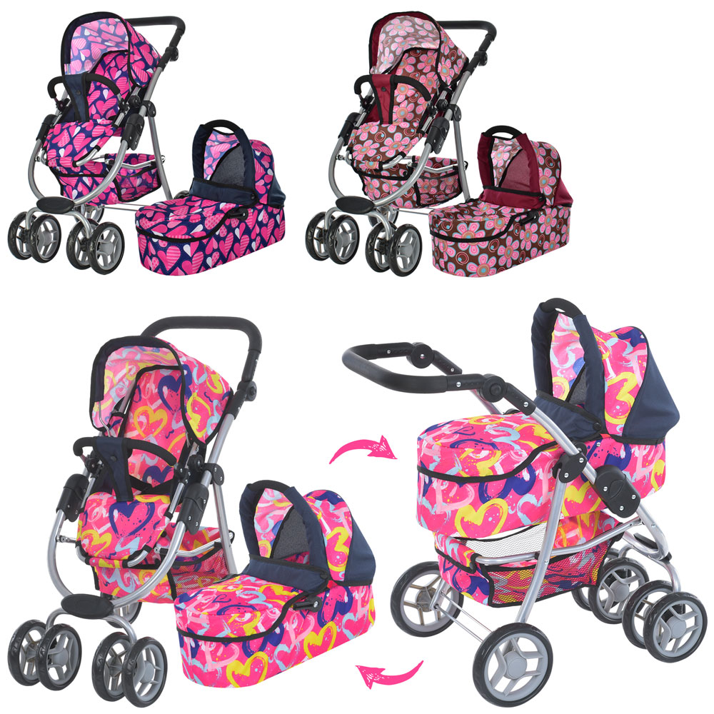 Візок 9662M для ляльки, мет., прогулянковий/класика, подвійні колеса, оберт., кошик, кор.