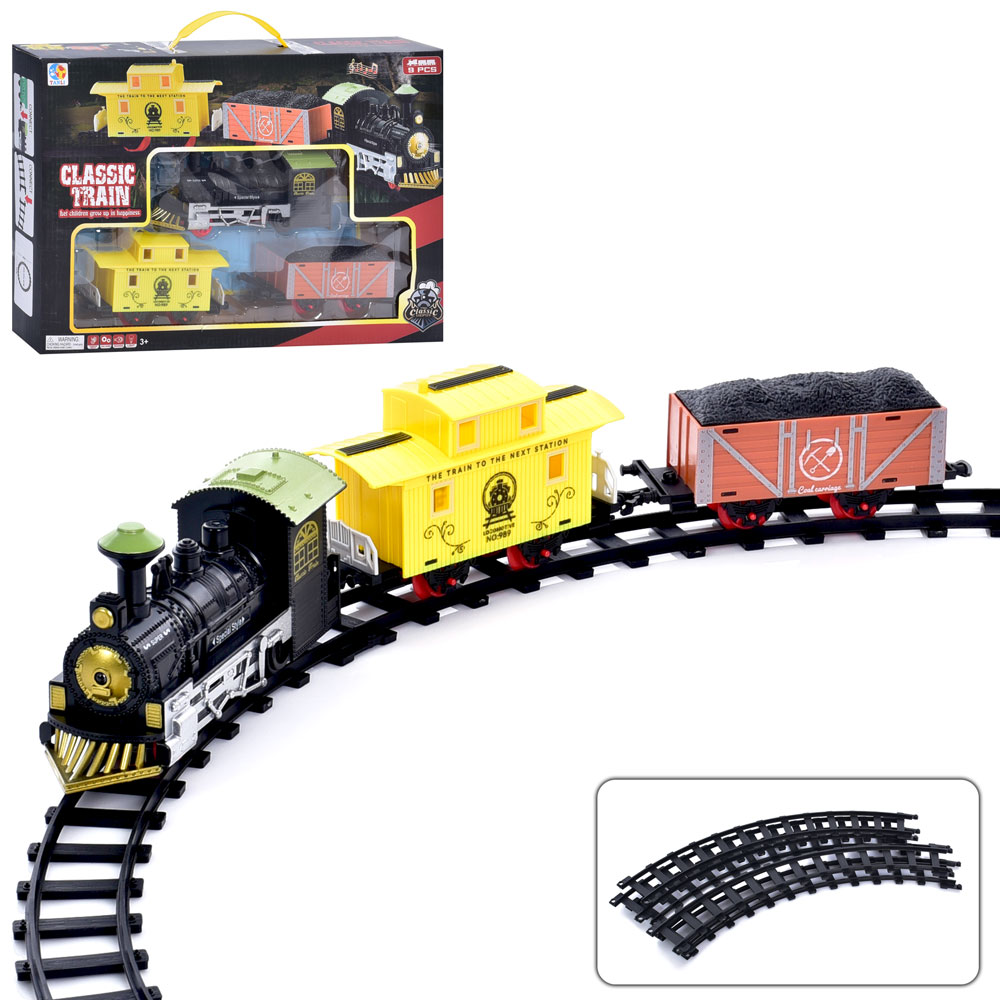 Залізниця TL49 235 см., локомотив, вагон 2 шт., муз., світло, бат., кор., 41-27-6 см.