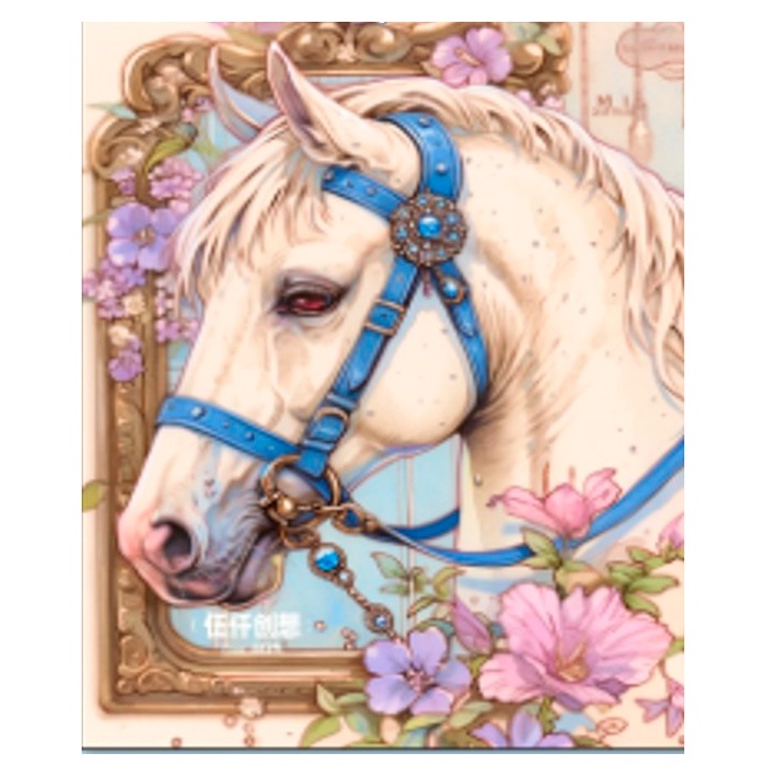 Набір для творчості YG0304 алмазна мозаїка/діамантова мозаїка,20-30см,білий кінь,квіти,бліст.,7-23,5
