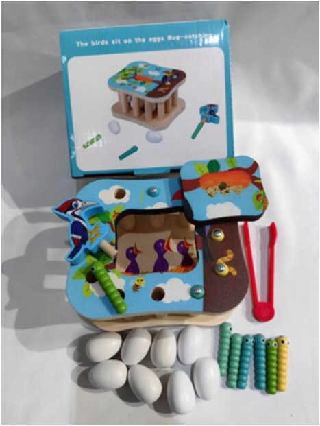 Фотография 1 товарной позиции интернет-магазина детских игрушек www.smarttoys.com.ua Логічна гра C 57994 (40) “Пташине гніздо”, яйця, пташки, магнітні черв’ячки, в коробці