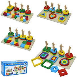 Дерев'яна іграшка Геометрика MD 1979 пірамідка-ключ, 4 види, кор., 32-15,5-11,5 см. - 1 - smarttoys.com.ua