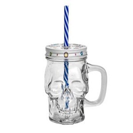 Чашка-банка з кришкою, що закручується і трубочкою "Череп" 400мл R93371 - 1 - smarttoys.com.ua