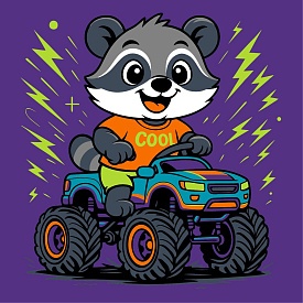 Набір для розпису по номерах для дітей "Єнот на машині" 25х25см - 1 - smarttoys.com.ua