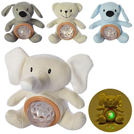 Нічник M 4185-1 тварина, 2 режими, проектор, плюш, муз. (англ.), світло, мікс видів, 14-21-13 см. - 1 - smarttoys.com.ua