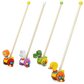 Дерев'яна іграшка Каталка MD 1372 (30шт) на палці, 52см, фігурка 12,5см, 4 види, у пакеті, 52-12,5-8,5см - 1 - smarttoys.com.ua