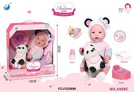 Пупс AKG-0049 п'є-пісяє, горщик-муз., пляшечка, підгузок, панда, бат.(табл), кор., 32-36-19 см. - 1 - smarttoys.com.ua