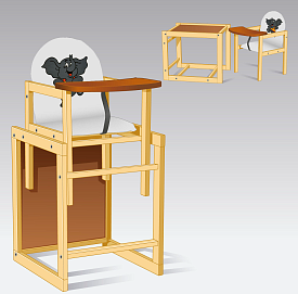 Стільчик / кожзам / №2016 - "Слоник" - колір БІЛИЙ (1) ТМ "Мася" - 1 - smarttoys.com.ua