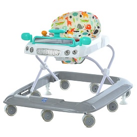 Ходунки M 6061-11-4 колеса 8 шт., стопор 2 шт., муз., світло, сірий-блакит. - 1 - smarttoys.com.ua