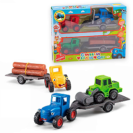 Набір тракторів 145326 (72/2) 2 трактори, причеп, герої, інерція, в коробці - 1 - smarttoys.com.ua