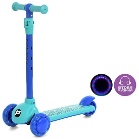 Самокат JR3-139-BL мет.+пласт., 3 колеса, 2 кол.110мм, задн. 85мм, світло, бат., кор., 54-30-16,5 см - 1 - smarttoys.com.ua