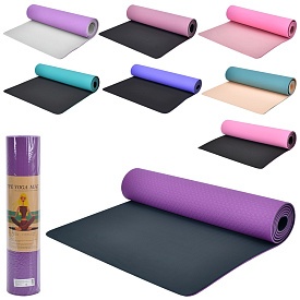 Йогамат MS 0613-24 TPE,розмір 183-61см.,товщ. 0,6см.,двокольоровий,мікс кольорів,кул.,61-12,5-12,5см - 1 - smarttoys.com.ua