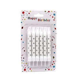 Свічки Білі з срібним горошком (6 шт.) - 1 - smarttoys.com.ua