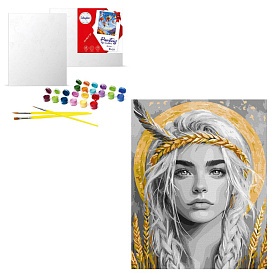 Набір для розпису по номерах "Колоски у волоссі з фарбами металiк extra" 40х50см - 1 - smarttoys.com.ua