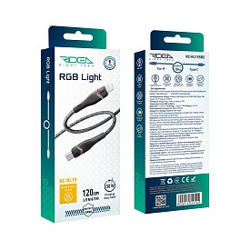 Кабель USB Ridea RC-RL15 RGB Light Type-C to Lightning 30W 1.2m (Чорний) - 1 - smarttoys.com.ua
