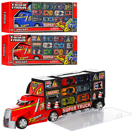 Трейлер SQ80506-AF-SQ80512-F контейнер з відділенням для машин, мет. машинки, 3 види,кор.,50-19-10см - 1 - smarttoys.com.ua