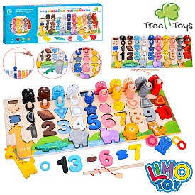 Дерев'яна іграшка Багатофункціональна дошка MD 0820 цифри,слова англ.,тварини,фігури,кільця,риболовл - 1 - smarttoys.com.ua
