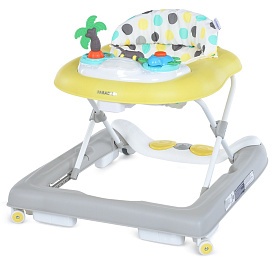 Ходунки ME 1103 PARADISE Yellow 3в1 муз.панель для ніг, пушер, кол.4шт.,муз.,світло,бат.,сiро-жовтий - 1 - smarttoys.com.ua