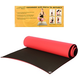 Йогамат MS 0613-1-RB TPE, розмір 183-61см, товщ. 0,6см, двоколірний(червоний з чорним), кул.,61-13см - 1 - smarttoys.com.ua
