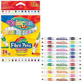 Фломастери 2-кольоровіі 12шт/24 кол.COLORINO - 1 - smarttoys.com.ua