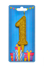 Свічка для торта  "Цифра 1" золото блиск - 1 - smarttoys.com.ua