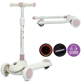 Самокат JR3-126-P Mini, метал+пластик, 3 колеса PU, 2пер120мм,задн 90мм,кермо рег.,муз.,світло,бат - 1 - smarttoys.com.ua