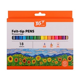 Фломастери YES 18 кольорів у карт. кор."Orange Line" - 1 - smarttoys.com.ua