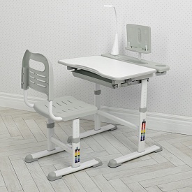 Парта M 4428-11 регул.висота, підставка для книги, лампа, сірий. - 1 - smarttoys.com.ua