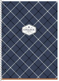 Коледж-блок, спiраль, А4+/80арк., у клітинку, кремовий блок, 70г/м2, картон, мат. ламінація, Student - 1 - smarttoys.com.ua