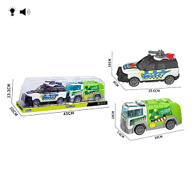 Набір спецтехніки HH 3026 (48/2) 2 машини, підсвічування, звук, інерція, рухомі елементи, в слюді - 1 - smarttoys.com.ua