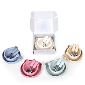 Набір силіконового посуду ME 1174-1 Mix Bear 4 предмета в кор.(глиб.та плоска тарілка,мет.вилка)5кол - 1 - smarttoys.com.ua