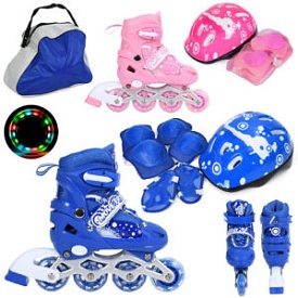 Ролики A4161-S (31-34)розсувні,шнурівка+бакля,алюм.рама,колеса ПВХ64мм 1світ, уст.17см.шолом.захист - 1 - smarttoys.com.ua