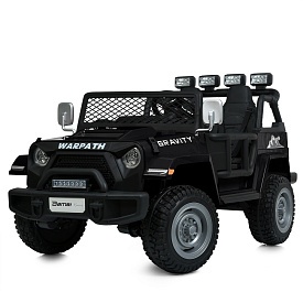 Джип M 6108EBLR-2(24V) радіокер.2,4G, 4мот. 90W,1акум24V7AH,EVA,USB,BT,світло,муз,шкіра,чорний - 1 - smarttoys.com.ua