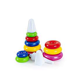 Пірамідка "Веселка 1" 1818 (20) "BAMSIC", висота 21 см, 7 елементів, в сітці - 1 - smarttoys.com.ua